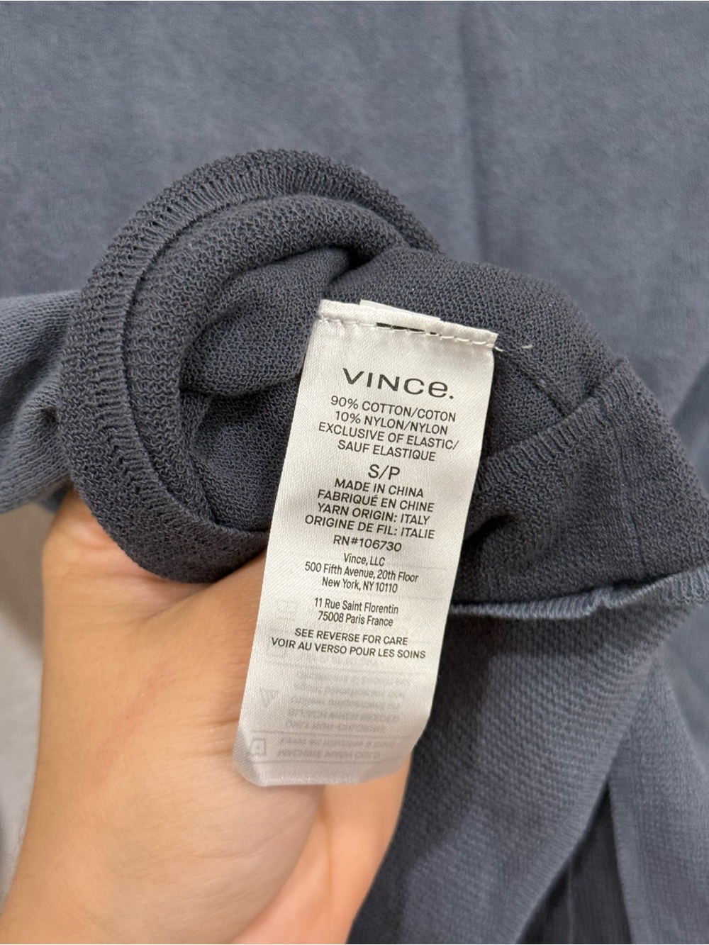 Vince Layered cotton-blend turtleneck sweater slate blue women’s size small - Picture 7 of 7